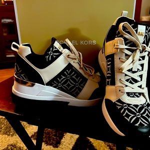 Black and Cream Michael Kors Georgie Trainer Shoe